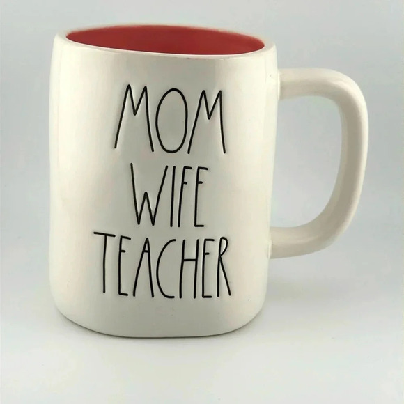 rae dunn ceramic coffee/tea cup/mug pink/white MOM WIFE TEACHER HTF Collectible - Picture 1 of 7